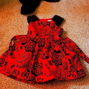Size 5 red and black dress.